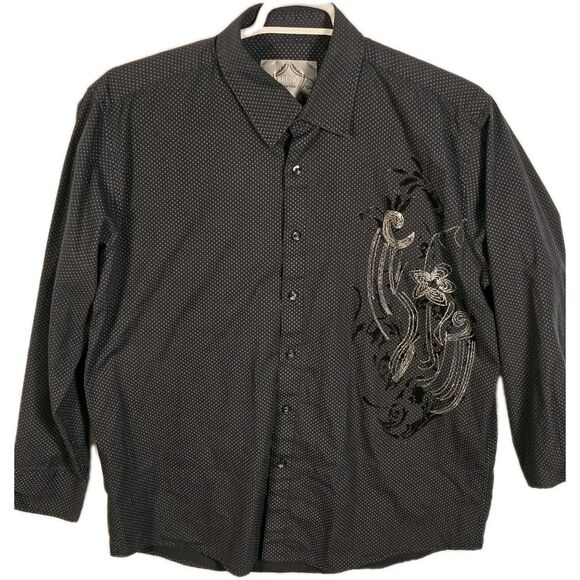 Bruno Men's XL Black With Embroidery Long Sleeve Button Up Shirt - Picture 1 of 9